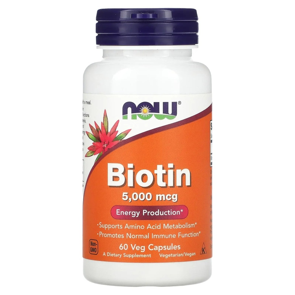 NOW Biotin 5000 mcg – 60 Capsules